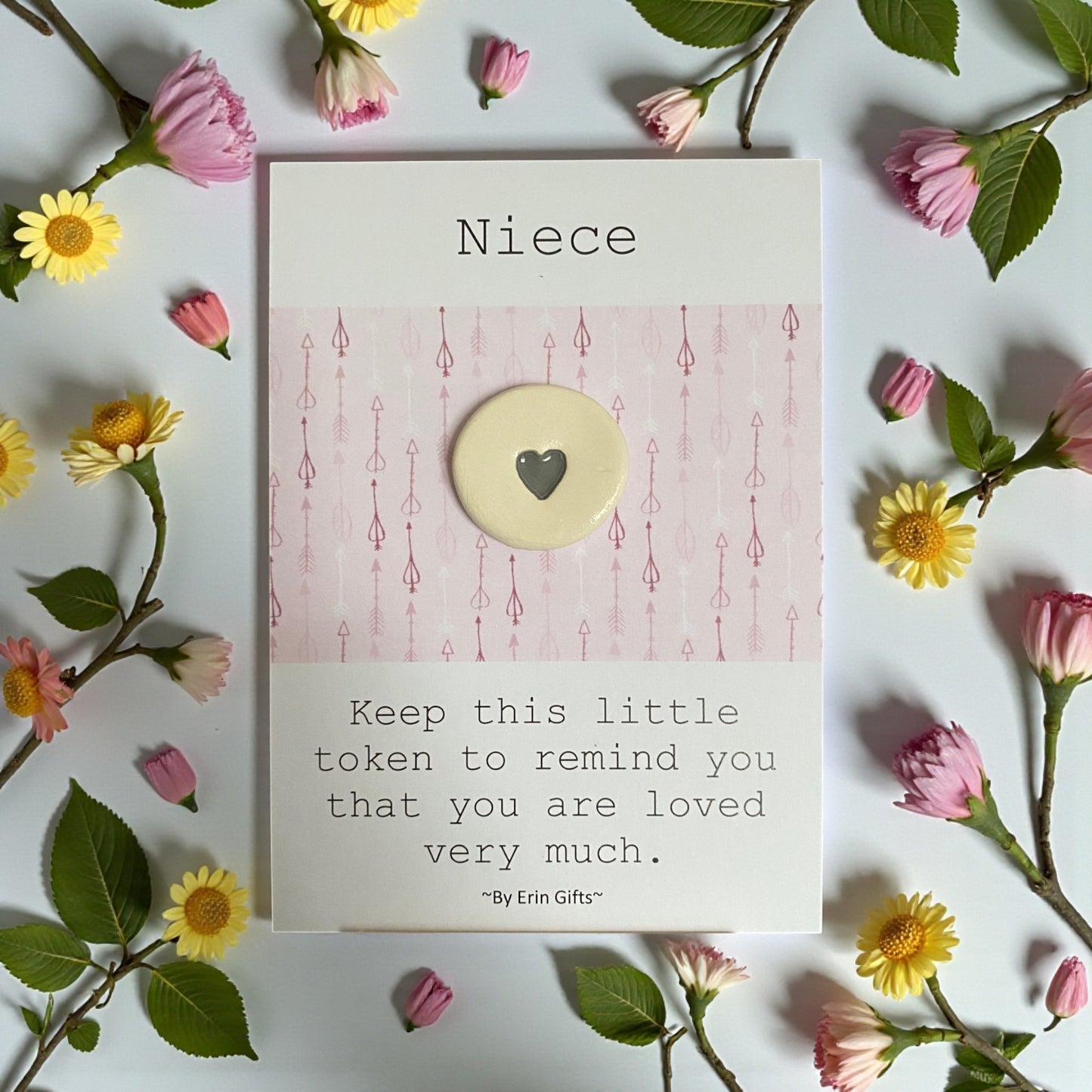 Niece (Pink Card)  Ceramic Wish Token and Card