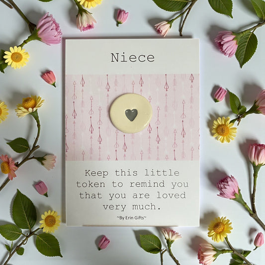 Niece (Pink Card)  Ceramic Wish Token and Card