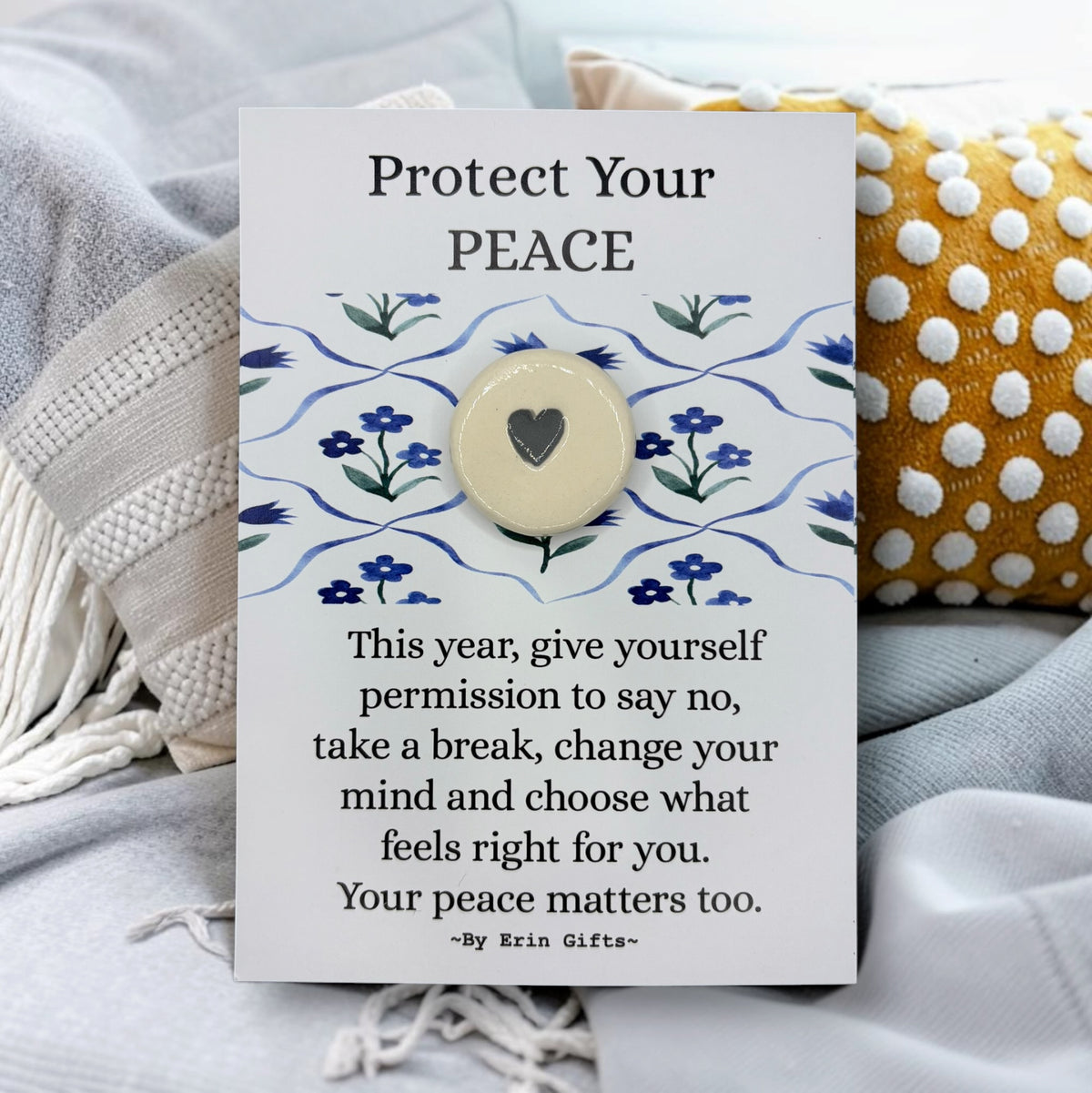 ' Protect Your Peace ' Ceramic Wish Token and Card