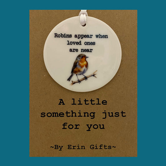 Robins Appear... -  A Little Something Card and Ceramic Keepsake gift
