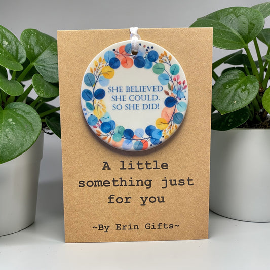 She Believed Blue...  A Little Something Card and Ceramic Keepsake gift