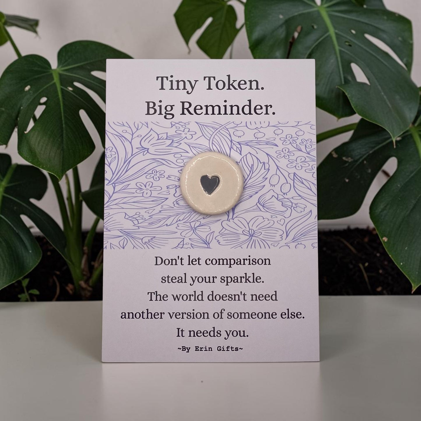 ' Tiny Token, Big Reminder ' Ceramic Wish Token and Card