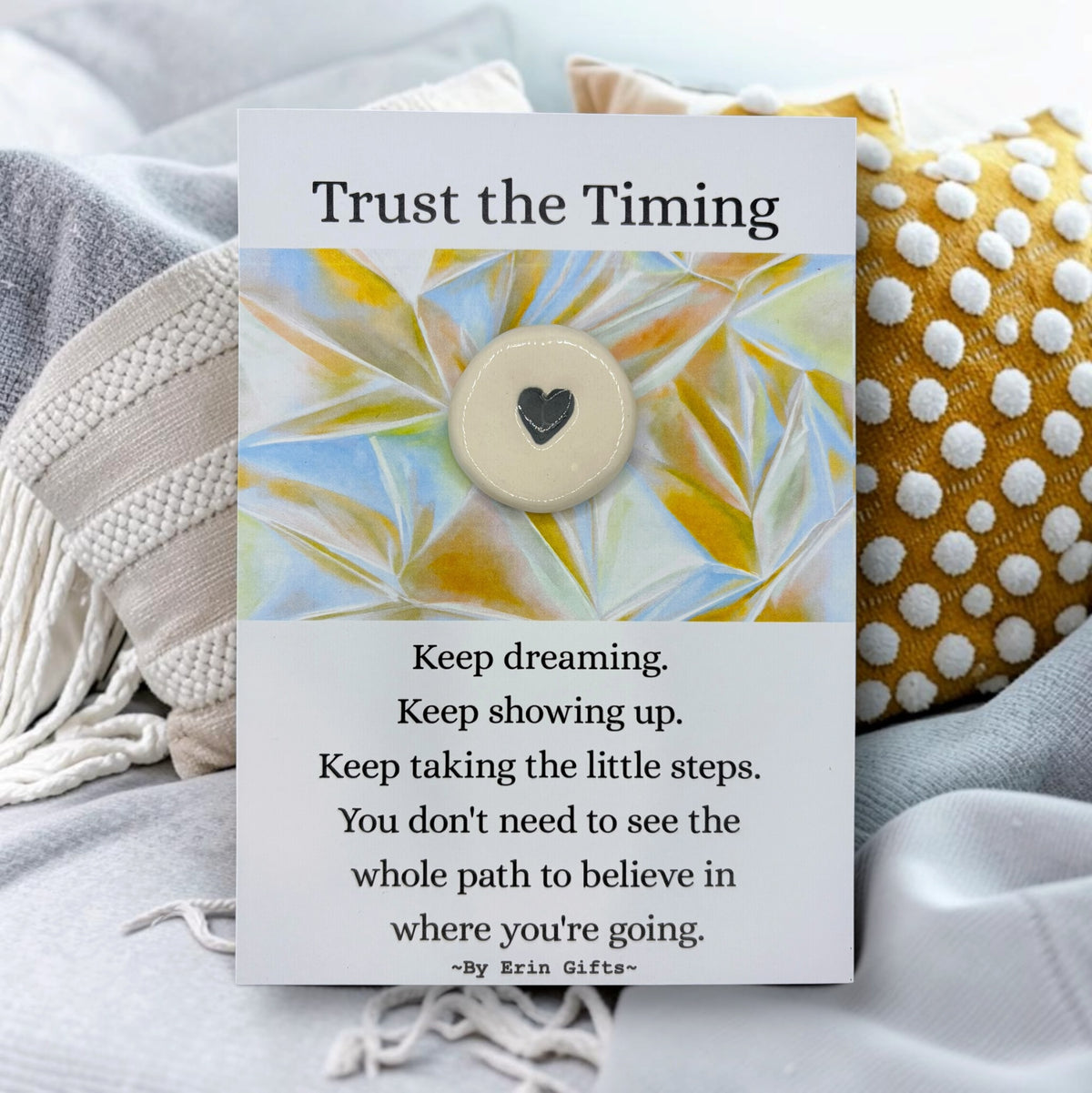 ' Trust the Timing ' Ceramic Wish Token and Card