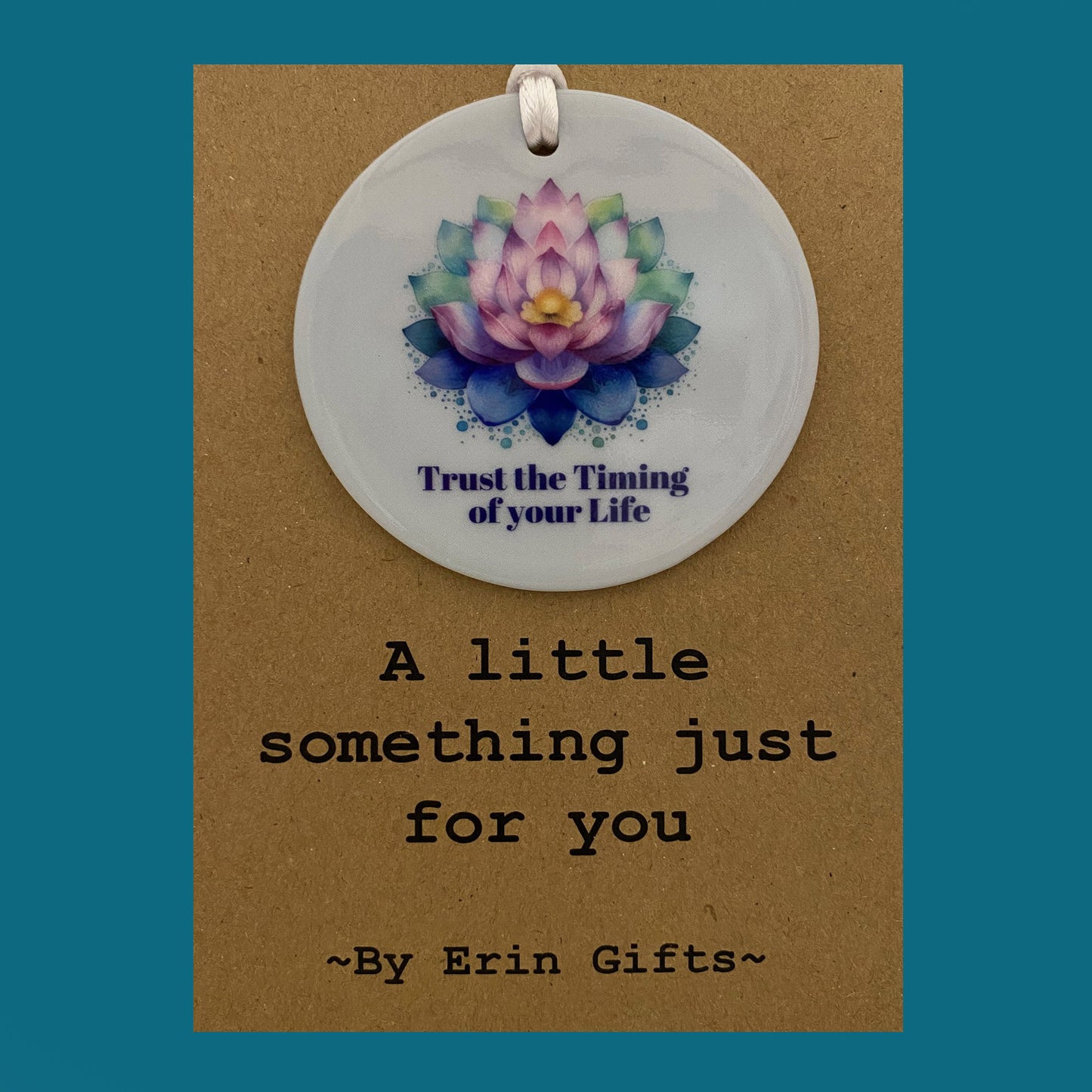 Trust the Timing of... -  A Little Something Card and Ceramic Keepsake gift