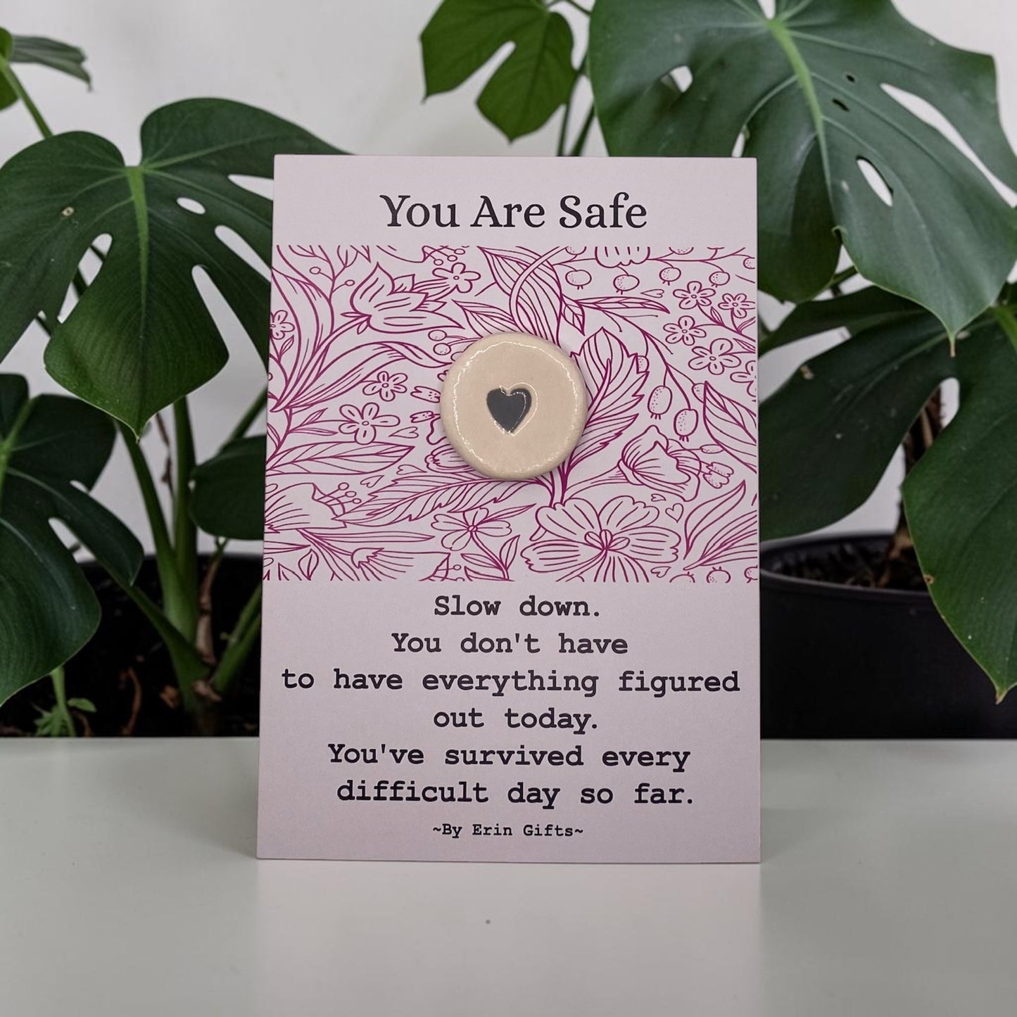 ' You are Safe ' Ceramic Wish Token and Card