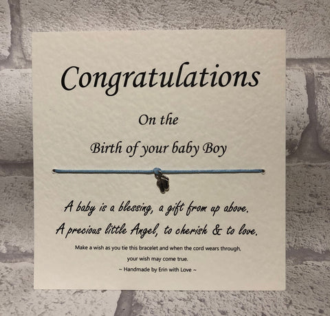 B - Congratulations On Your New Baby Boy  Wish Bracelet