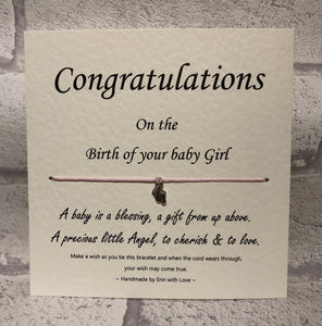 B - Congratulations On Your New Baby Girl  Wish Bracelet