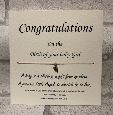 B - Congratulations On Your New Baby Girl  Wish Bracelet