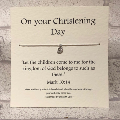 C - On Your Christening, Mark 10:14 Verse  Wish Bracelet