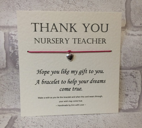 Thankyou Nursery Teacher...  Wish Bracelet