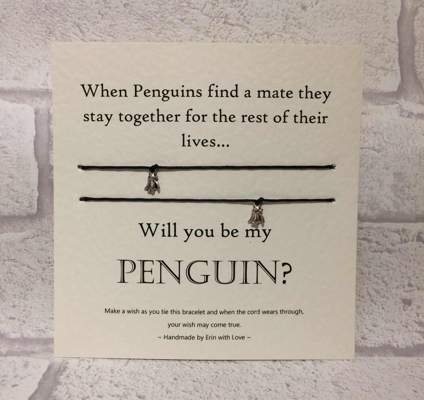 Will You be My Penguin?  Double Wish Bracelet
