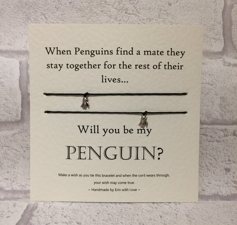 Will You be My Penguin?  Double Wish Bracelet