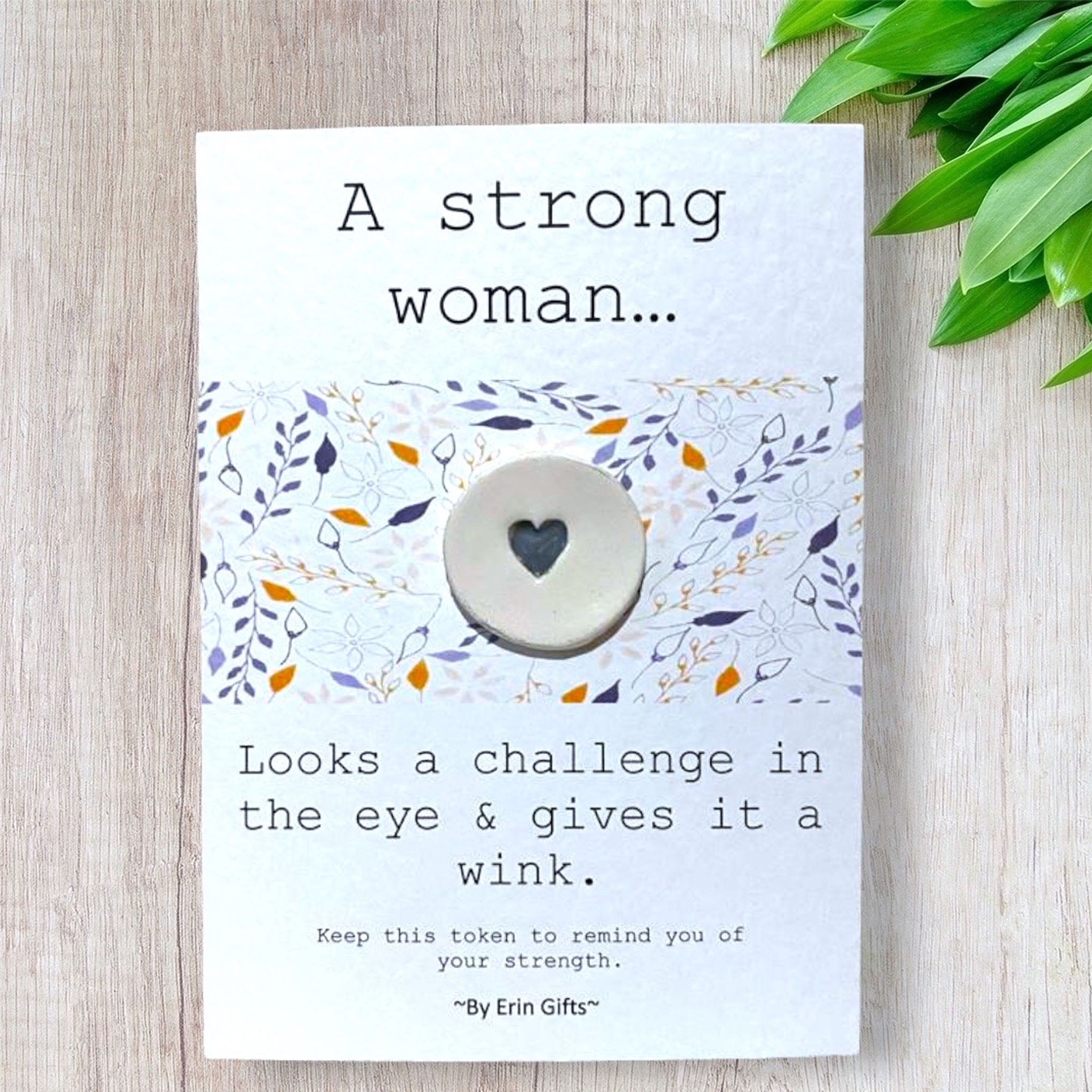 A Strong Woman   Ceramic Wish Token and Card