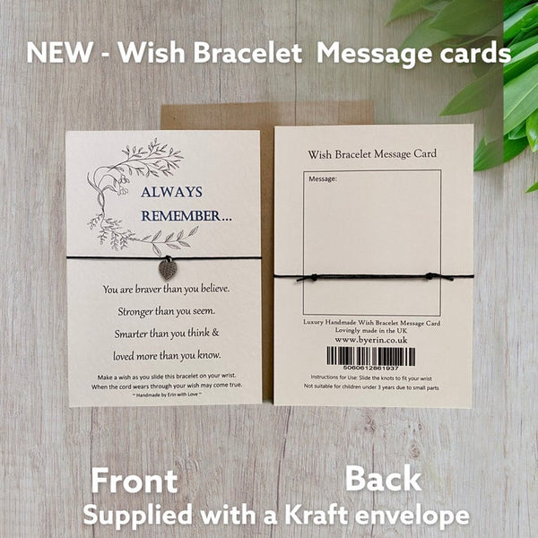 Always Remember Wish Bracelet Message Card & Envelope