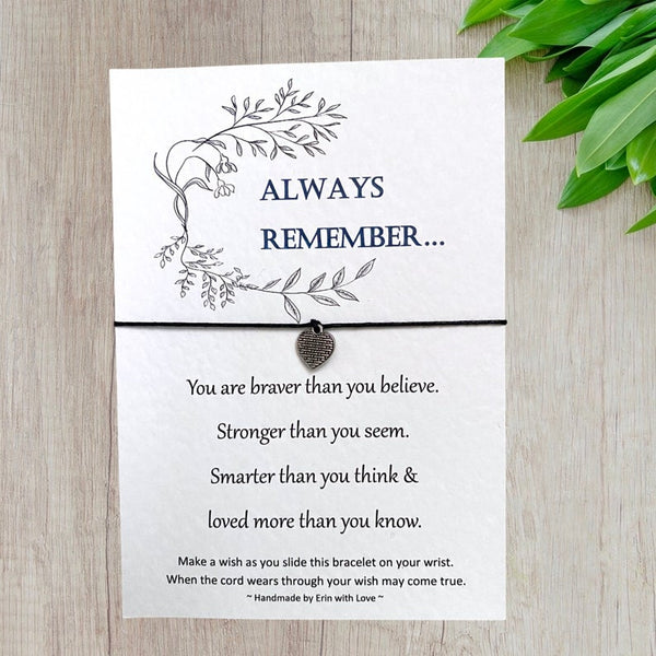 Always Remember Wish Bracelet Message Card & Envelope
