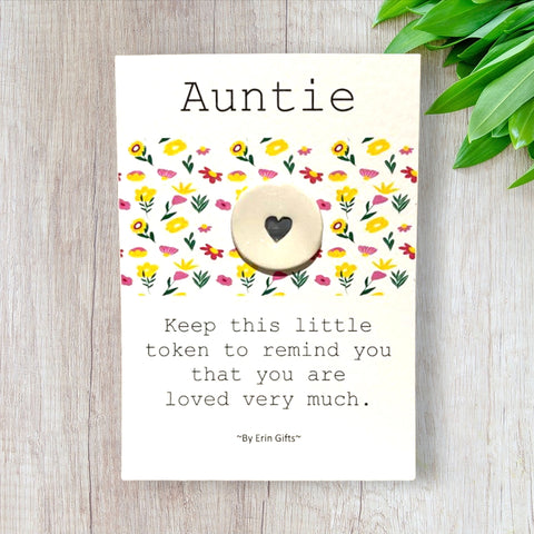 Auntie Ceramic Wish Token and Card