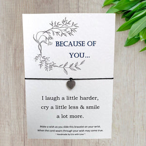 Because of You Wish Bracelet Message Card & Envelope