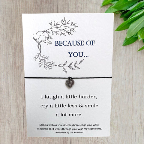 Because of You Wish Bracelet Message Card & Envelope