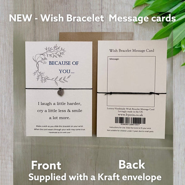 Because of You Wish Bracelet Message Card & Envelope