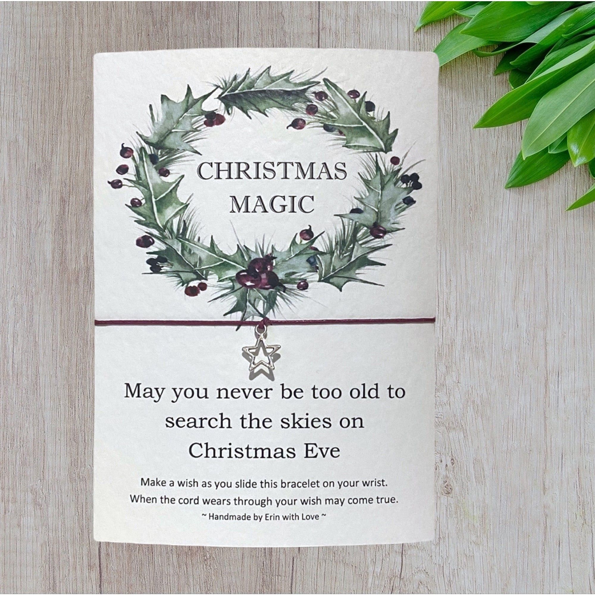 Christmas Magic Wish Bracelet Message Card & Envelope