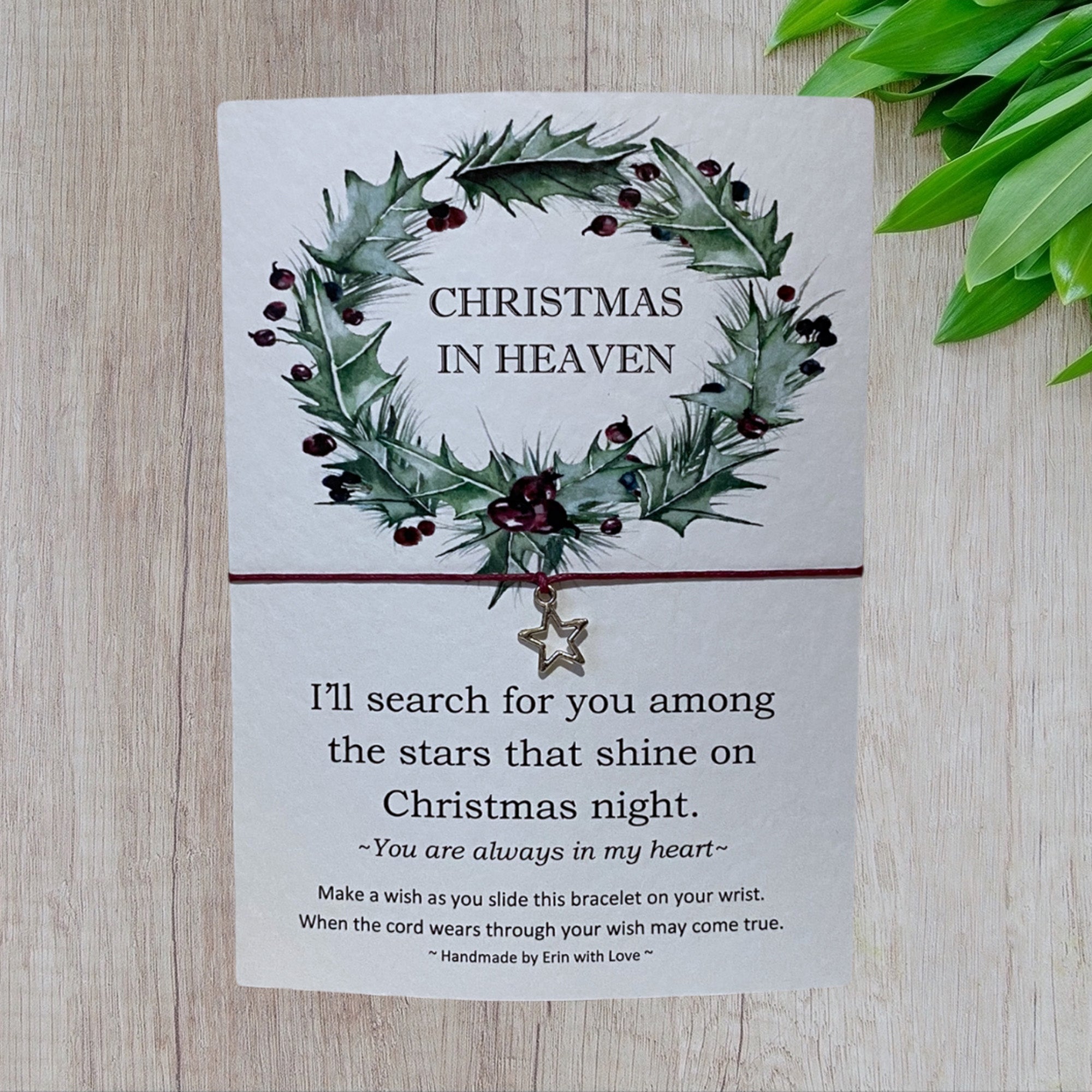 Christmas in Heaven Wish Bracelet Message Card & Envelope