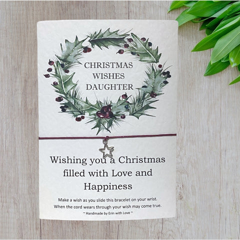 Christmas Wishes Daughter Wish Bracelet Message Card & Envelope