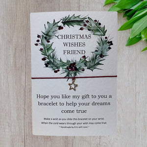 Christmas Wishes Friend Wish Bracelet Message Card & Envelope