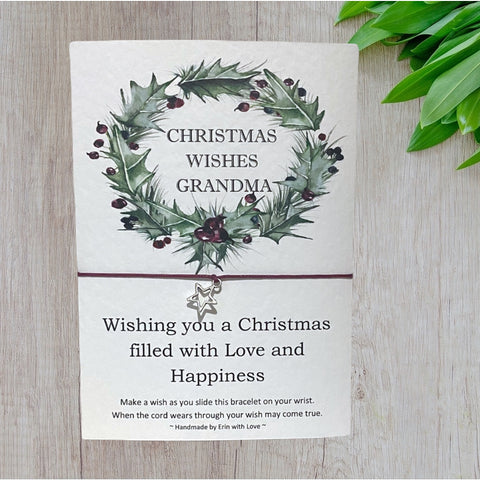 Christmas Wishes Grandma Wish Bracelet Message Card & Envelope