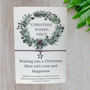 Christmas Wishes Niece Wish Bracelet Message Card & Envelope