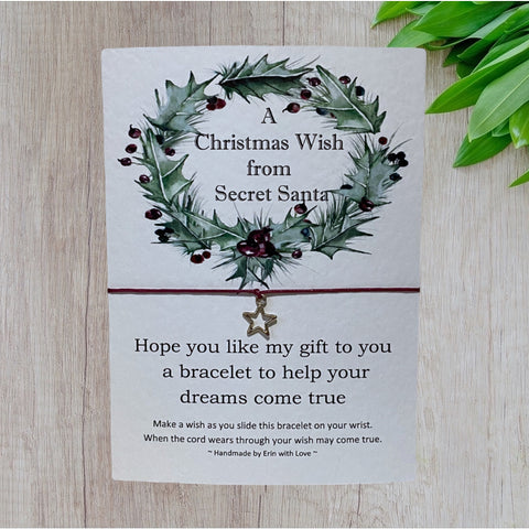 Your Secret Santa Wish Bracelet Message Card & Envelope