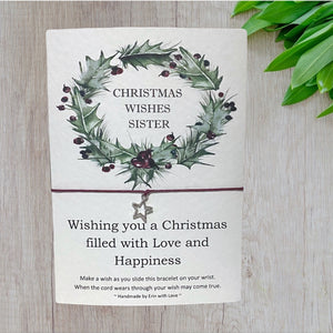 Christmas Wishes Sister Wish Bracelet Message Card & Envelope