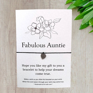 Fabulous Auntie Wish Bracelet Message Card & Envelope