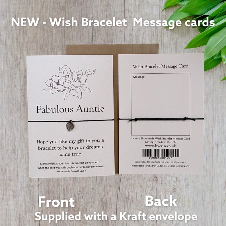 Fabulous Auntie Wish Bracelet Message Card & Envelope