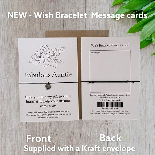 Fabulous Auntie Wish Bracelet Message Card & Envelope