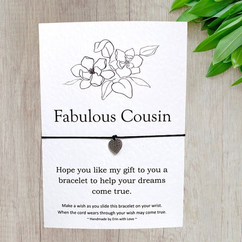 Fabulous Cousin Wish Bracelet Message Card & Envelope