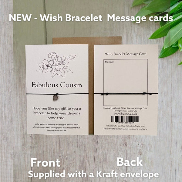 Fabulous Cousin Wish Bracelet Message Card & Envelope