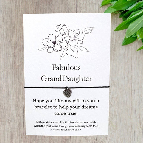 Fabulous GrandDaughter Wish Bracelet Message Card & Envelope