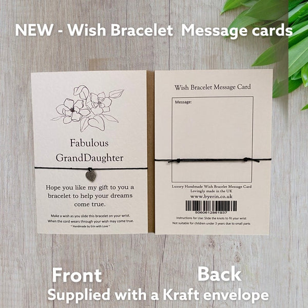 Fabulous GrandDaughter Wish Bracelet Message Card & Envelope