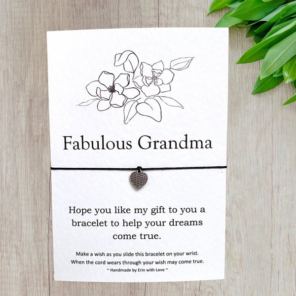 Fabulous Grandma Wish Bracelet Message Card & Envelope