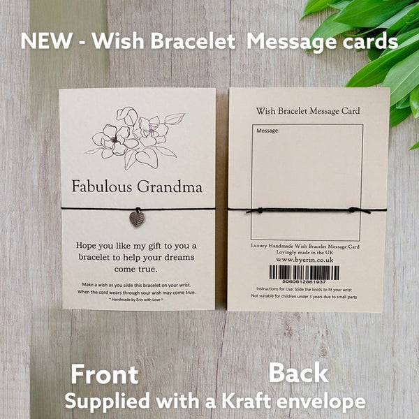 Fabulous Grandma Wish Bracelet Message Card & Envelope