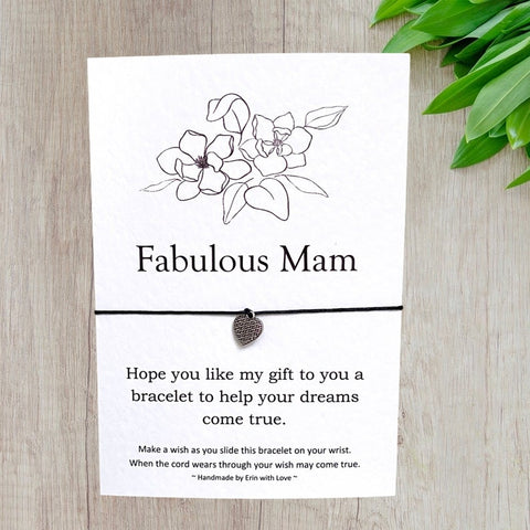 Fabulous Mam Wish Bracelet Message Card & Envelope