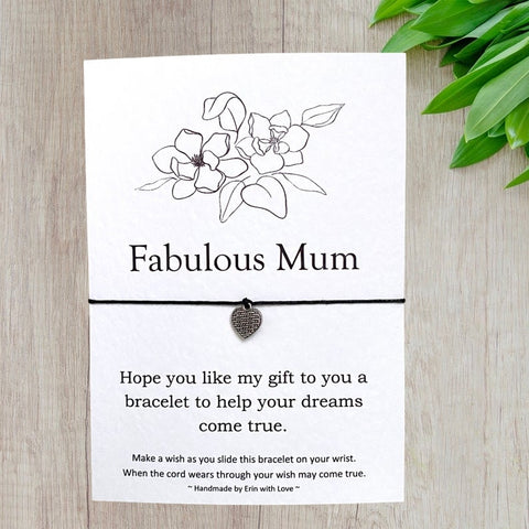 Fabulous Mum Wish Bracelet Message Card & Envelope