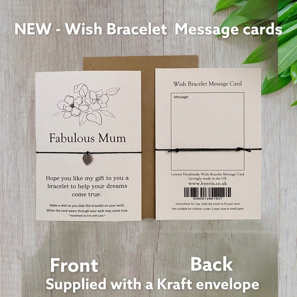 Fabulous Mum Wish Bracelet Message Card & Envelope