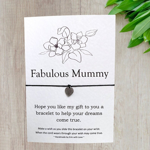 Fabulous Mummy Wish Bracelet Message Card & Envelope