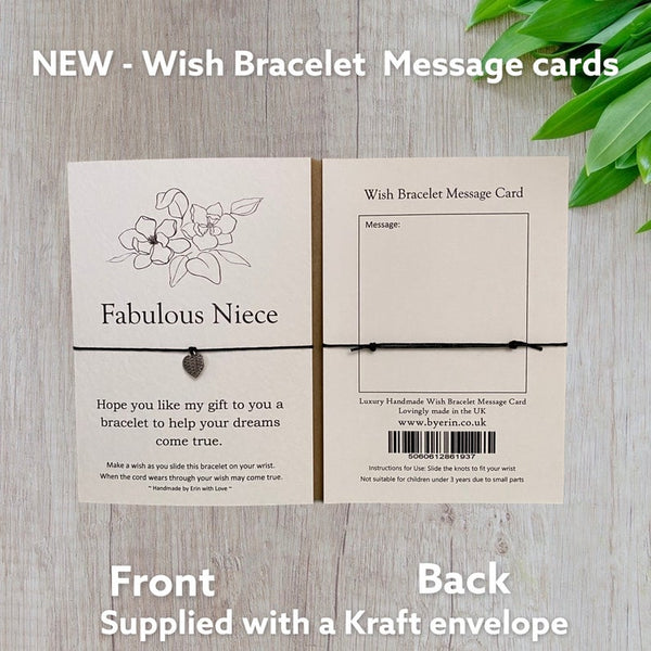 Fabulous Niece Wish Bracelet Message Card & Envelope