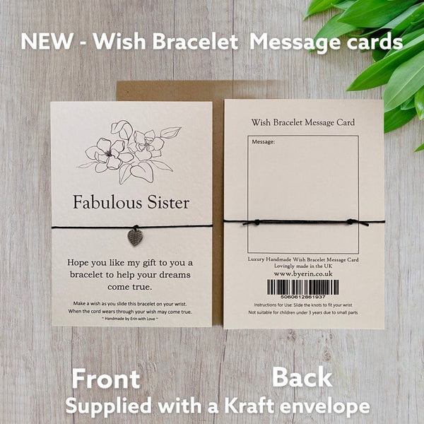 Fabulous Sister Wish Bracelet Message Card & Envelope