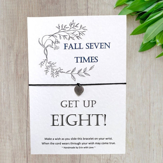 Fall Seven Times, Get Up Eight!  Wish Bracelet Message Card & Envelope