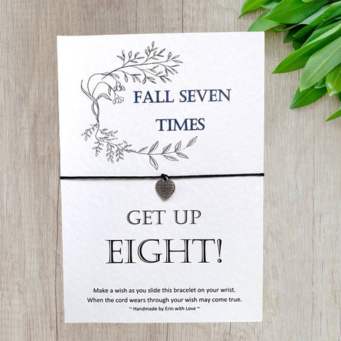 Fall Seven Times, Get Up Eight!  Wish Bracelet Message Card & Envelope