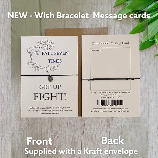 Fall Seven Times, Get Up Eight!  Wish Bracelet Message Card & Envelope
