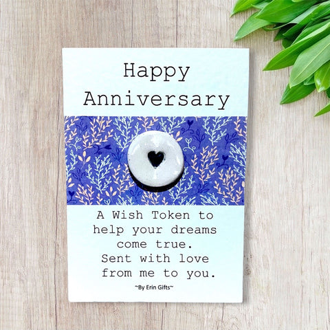 Happy Anniversary   Ceramic Wish Token and Card